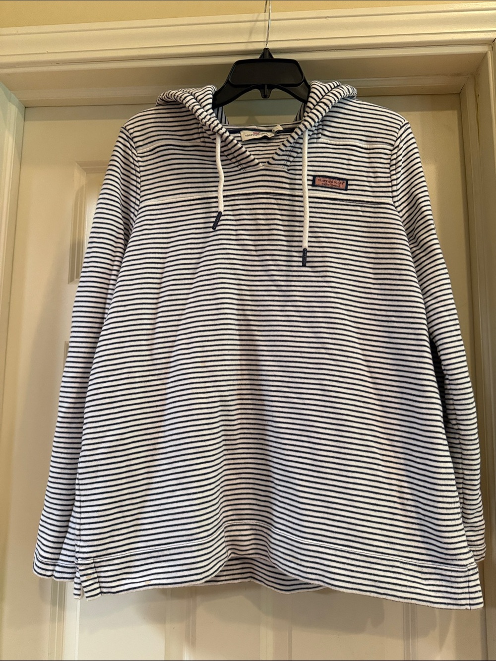 Vineyard Vines Striped Pullover Hoodie - Navy & White